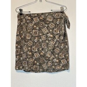 Green Silk Wrap Skirt Short Size M Packable Travel‎ George Marciano
